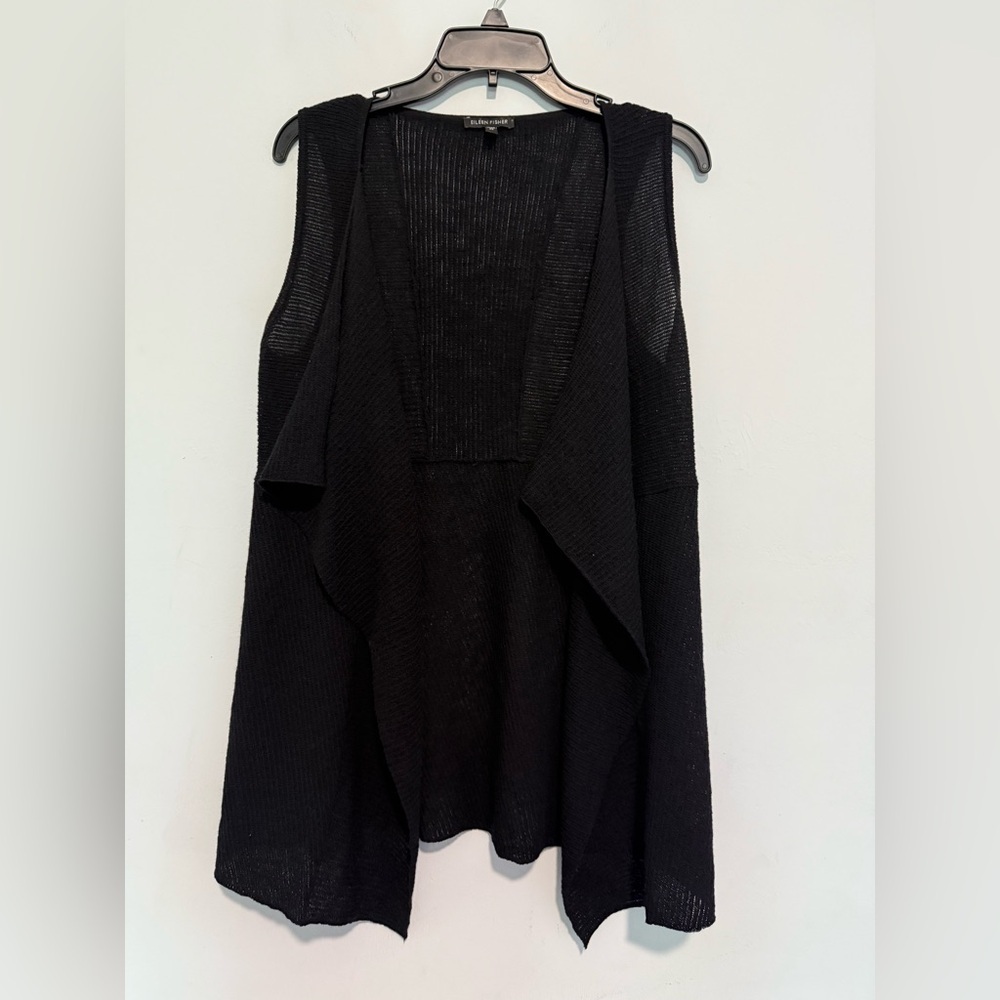 EILEEN FISHER  Textured Italian Knit Draped Sweater Vest Top Size XSmall Wool
